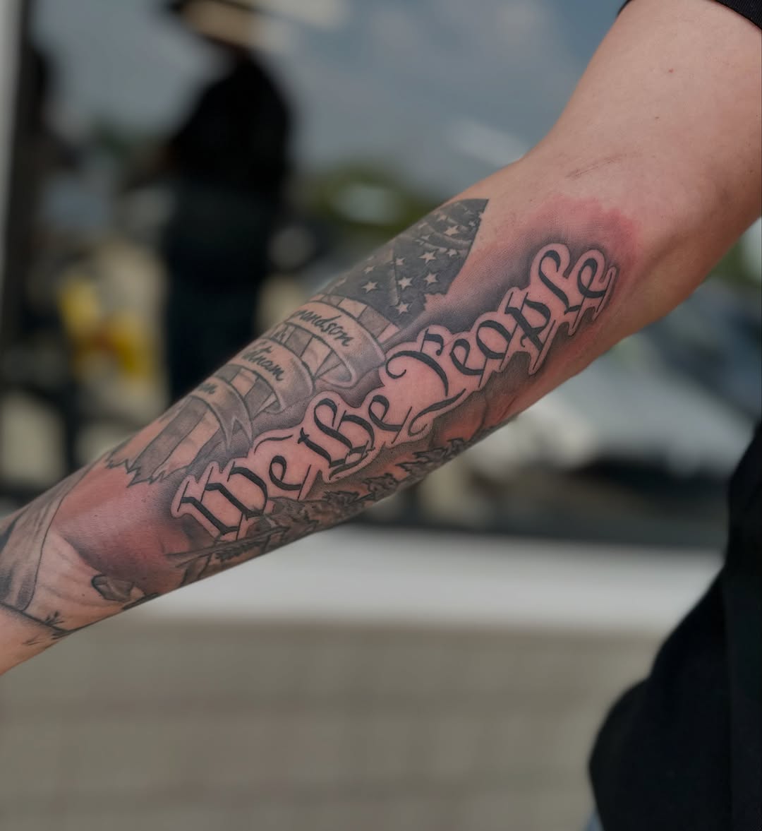 Tattoo by @christhomas.tattoo — lettering_script, black_and_grey
