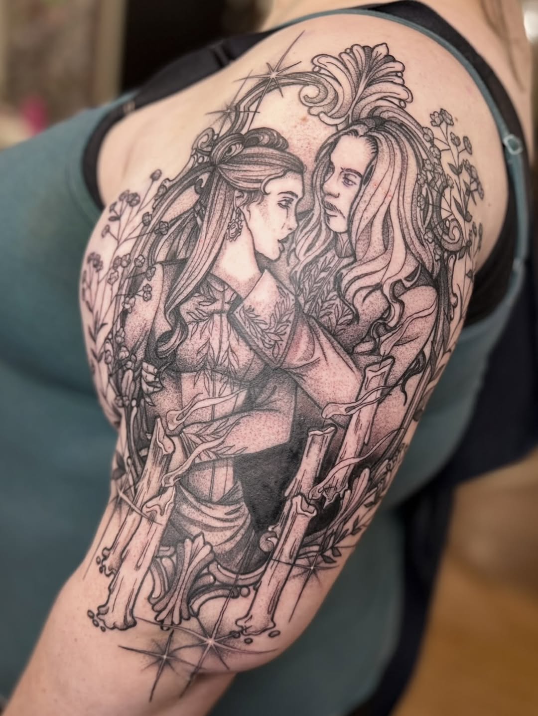 Tattoo by @saturniid.tattoo โ black_and_grey, illustrative