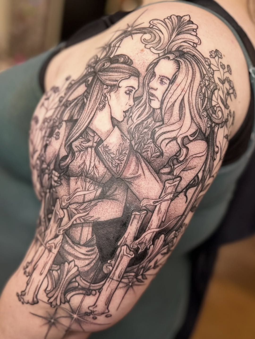 Tattoo by @saturniid.tattoo โ black_and_grey, illustrative