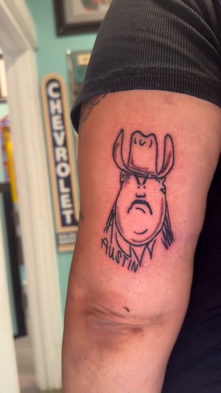 Tattoo by @blackcatcrap — black_and_grey, lettering_script
