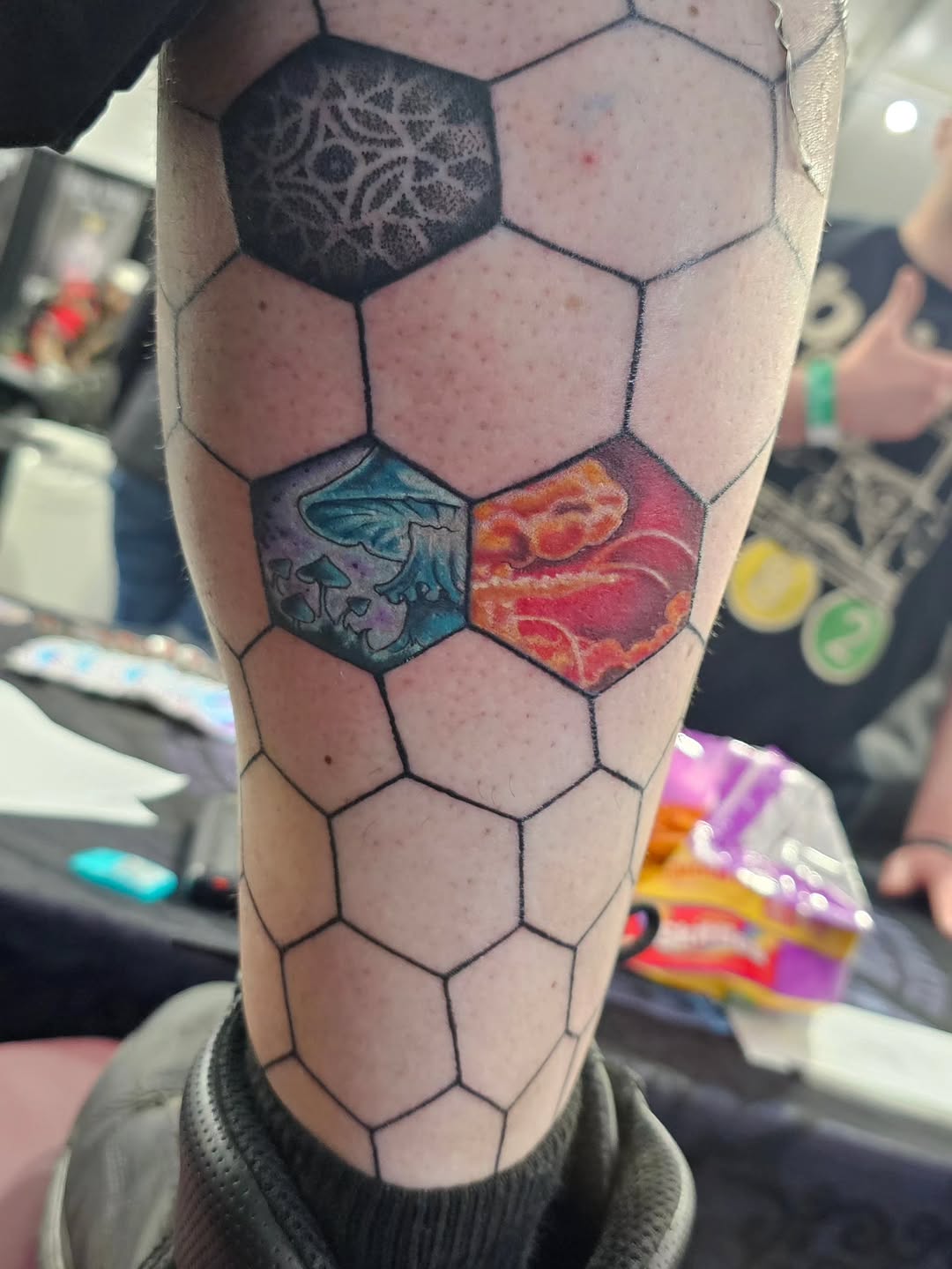 Tattoo by @omni.pleco — geometric, dotwork