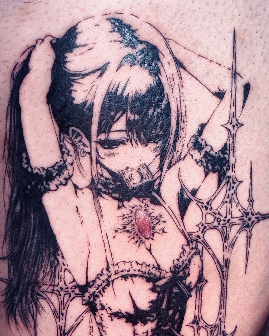 Tattoo by @leexitt — anime, blackwork