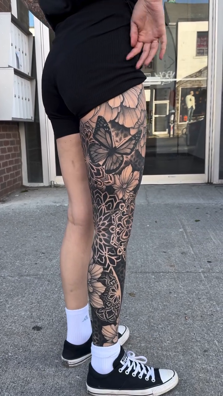 Tattoo by @fleur.tattoos — black_and_grey, ornamental