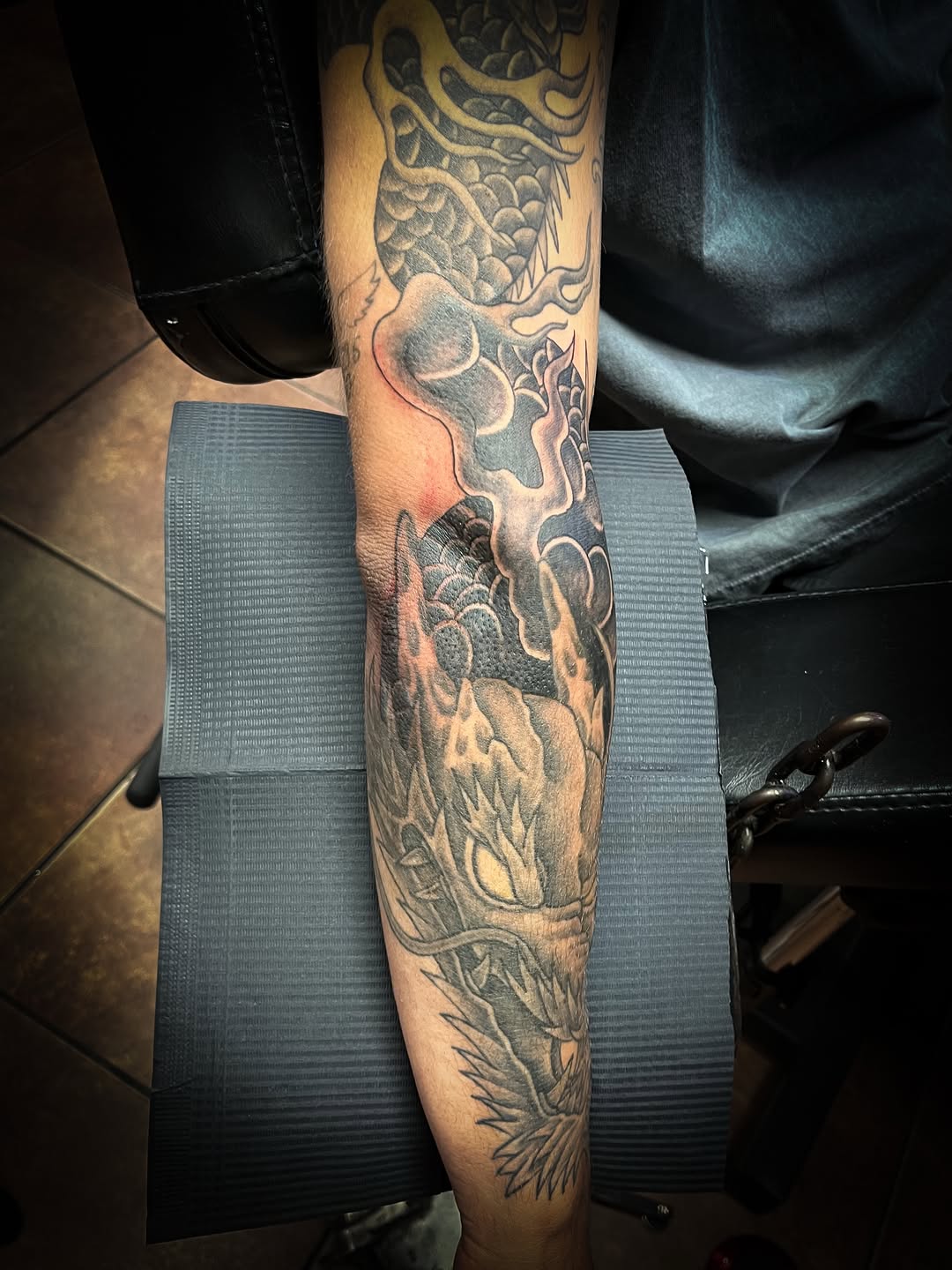 Tattoo by @blackscorpion13 — japanese_irezumi, black_and_grey