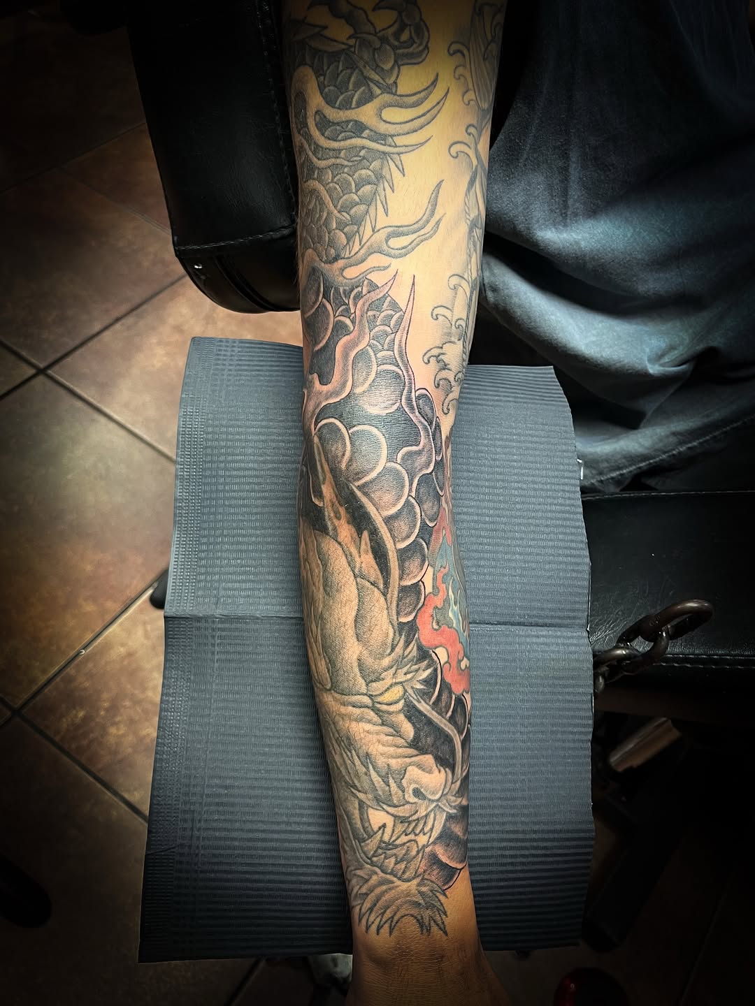 Tattoo by @blackscorpion13 — japanese_irezumi, black_and_grey