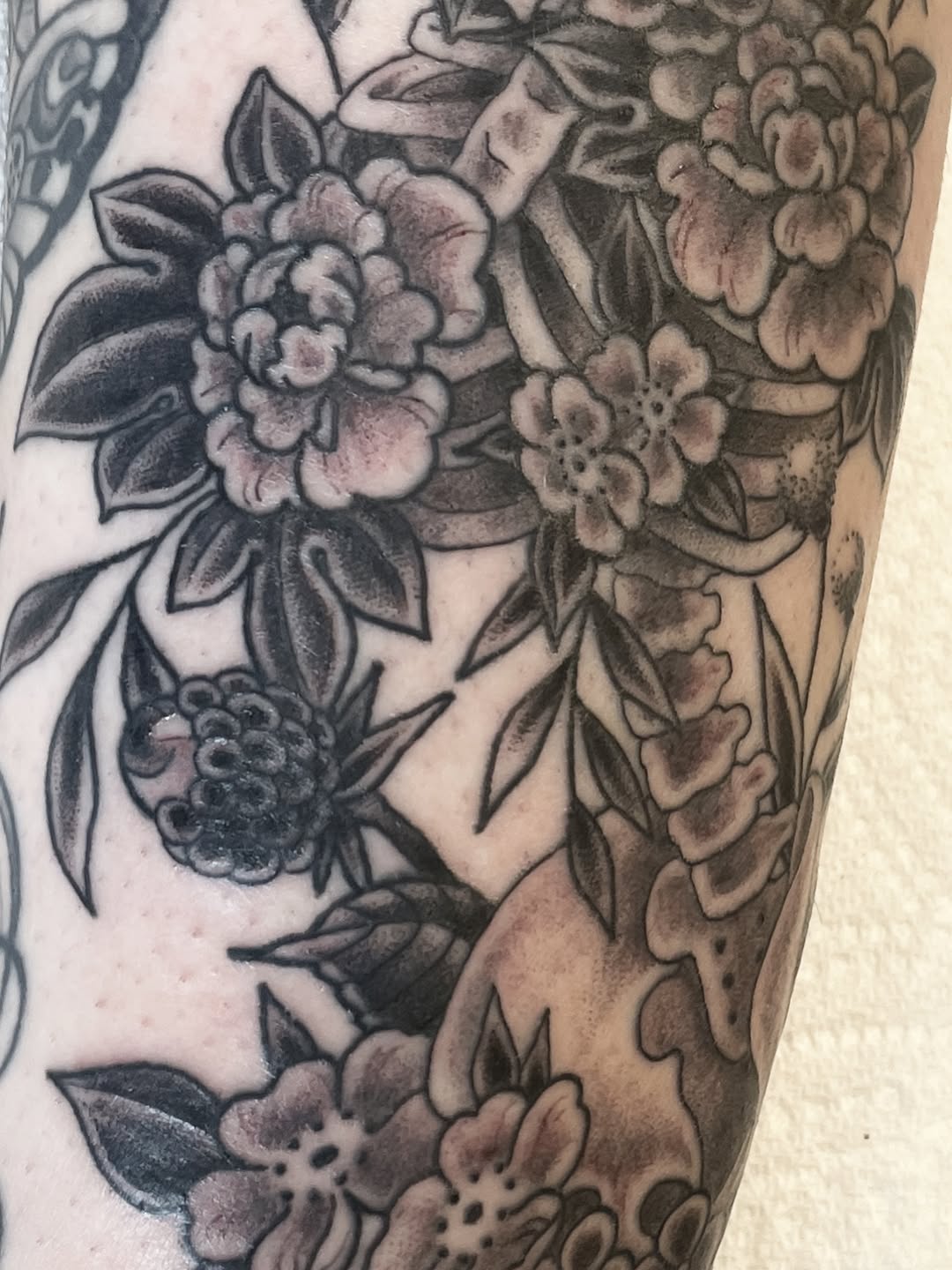 Tattoo by @julietattoos — black_and_grey, neo_traditional