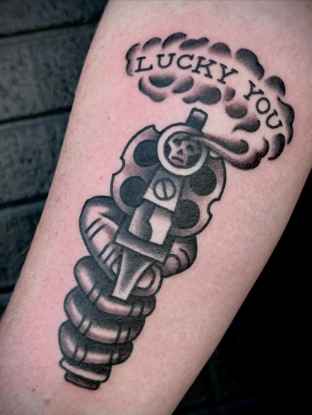 Tattoo by @tristan.bradshaw.tattooing — american_traditional, lettering_script