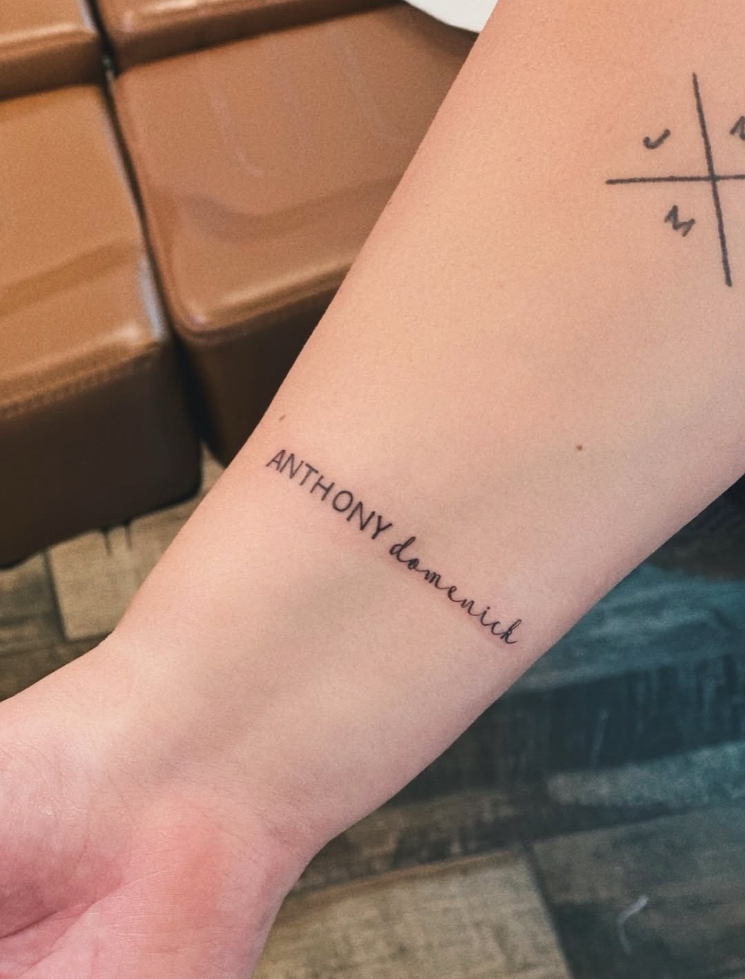 Tattoo by @mjtattoonyc — lettering_script, fine_line