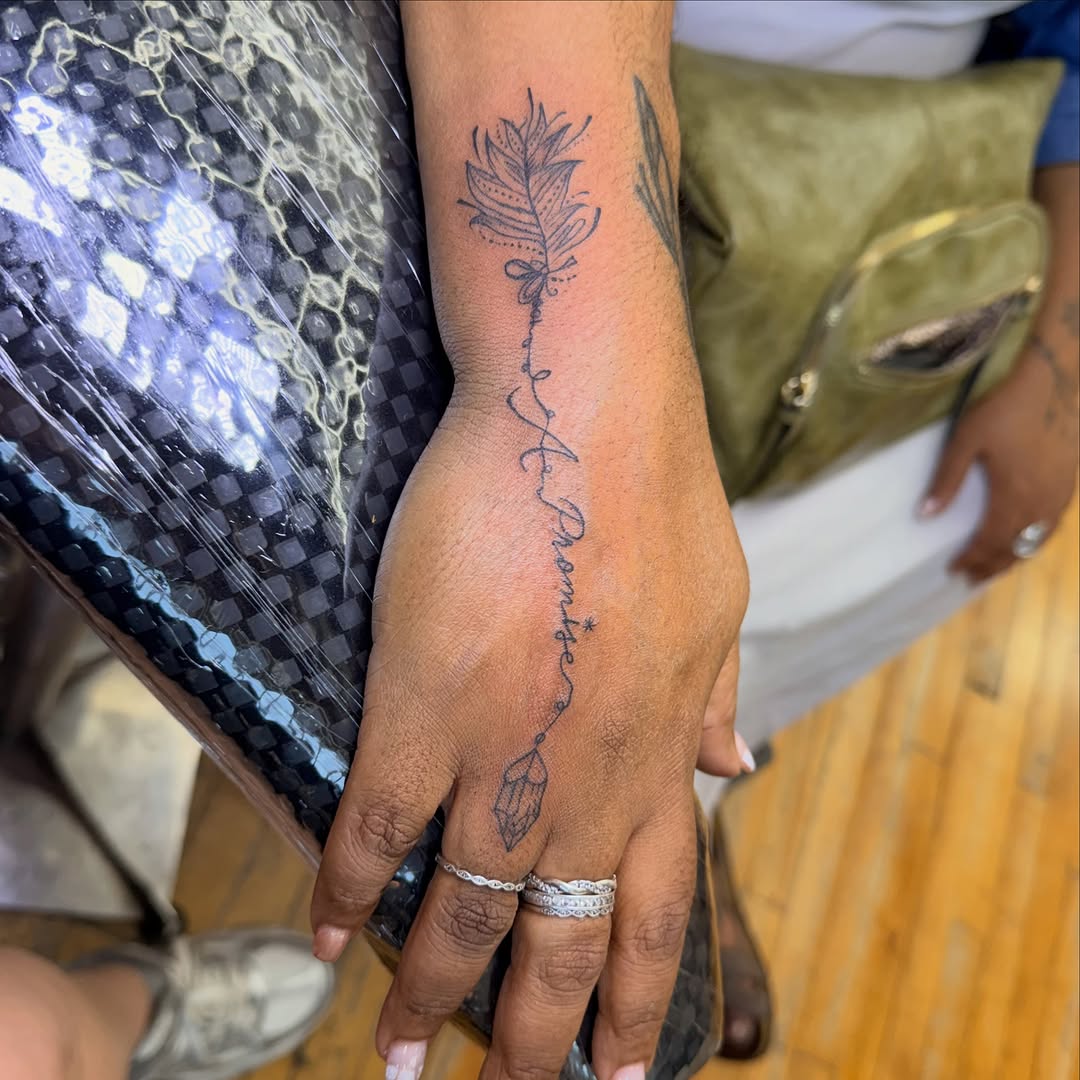 Tattoo by @inked_by_parisapple — fine_line, lettering_script