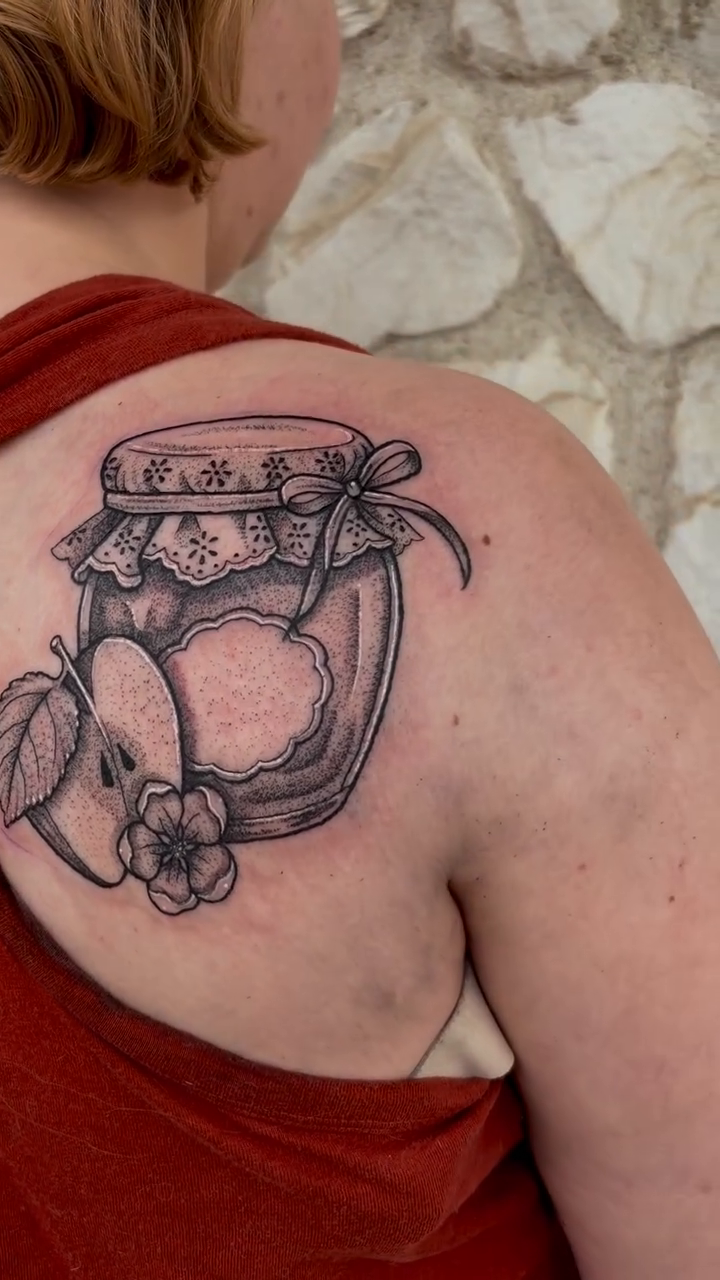 Tattoo by @katie.rosemarytattoos — black_and_grey, realism