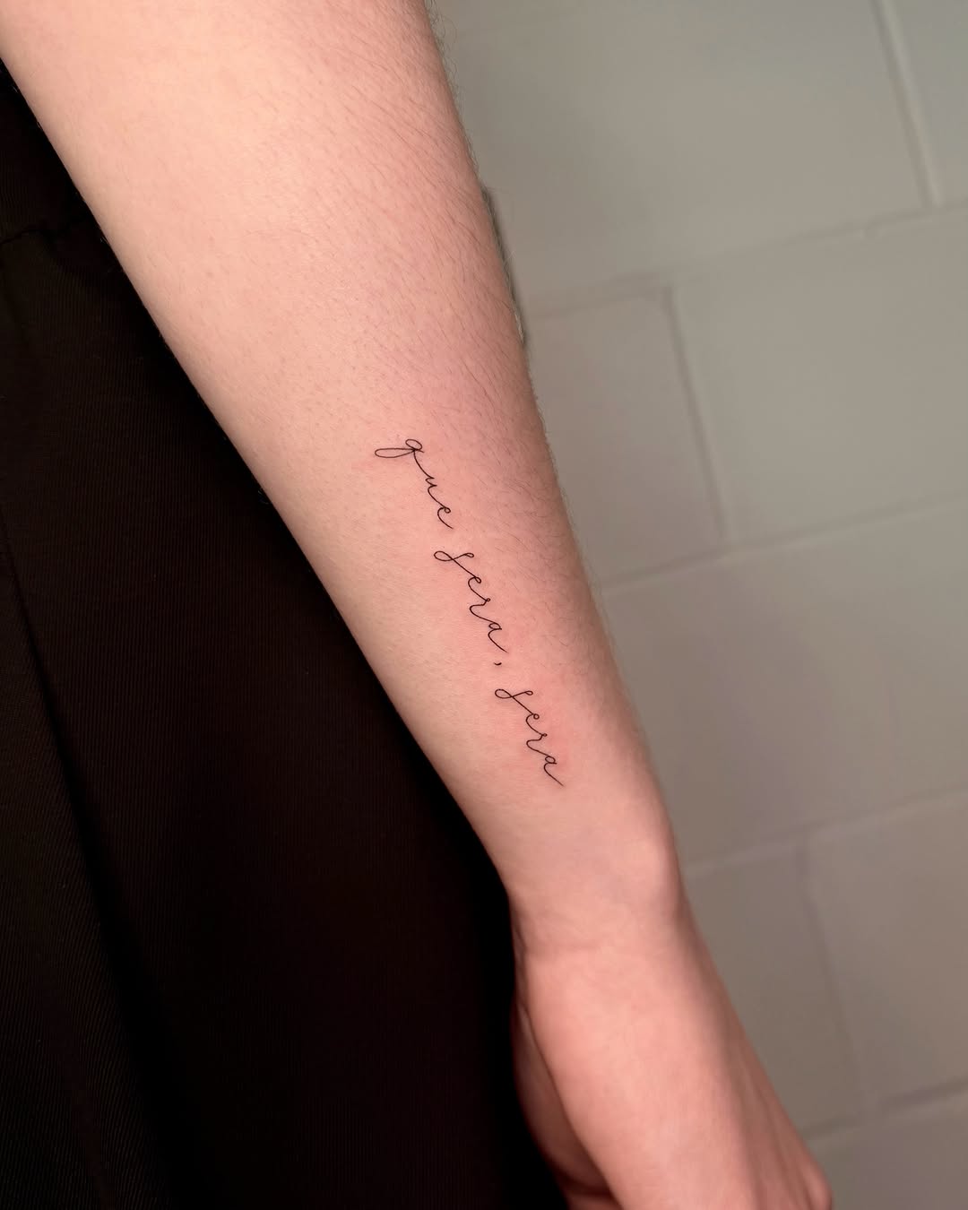 Tattoo by @jane_tattoo.yeg โ lettering_script, fine_line