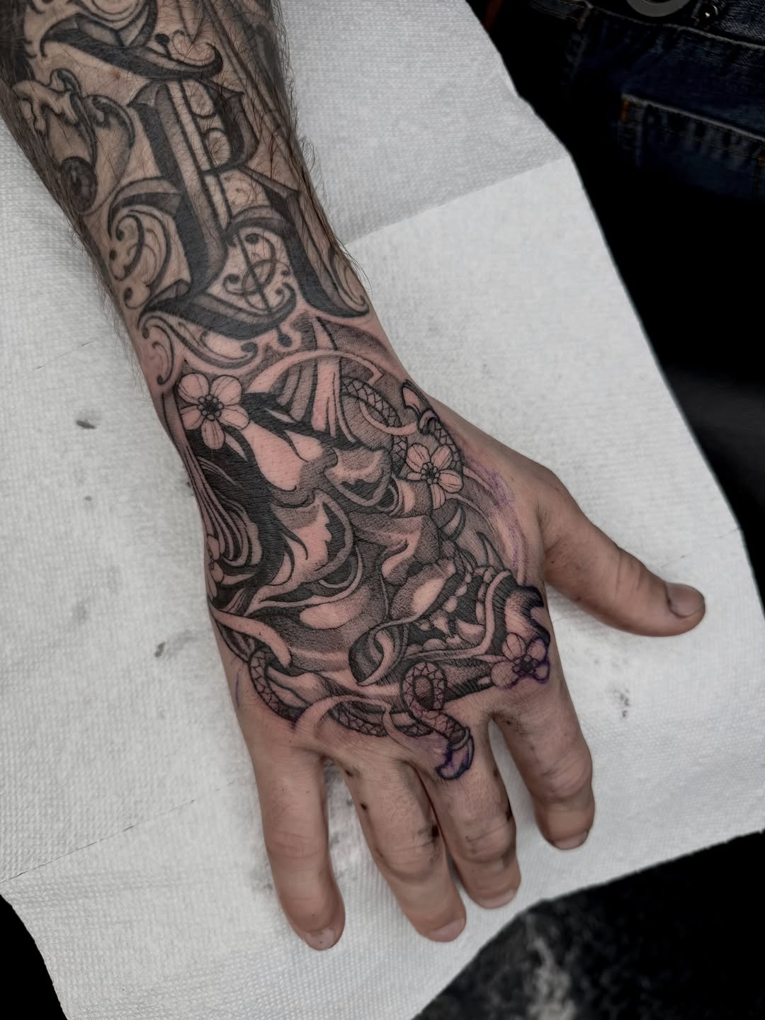 Tattoo by @joe_webbytattoos — black_and_grey, chicano