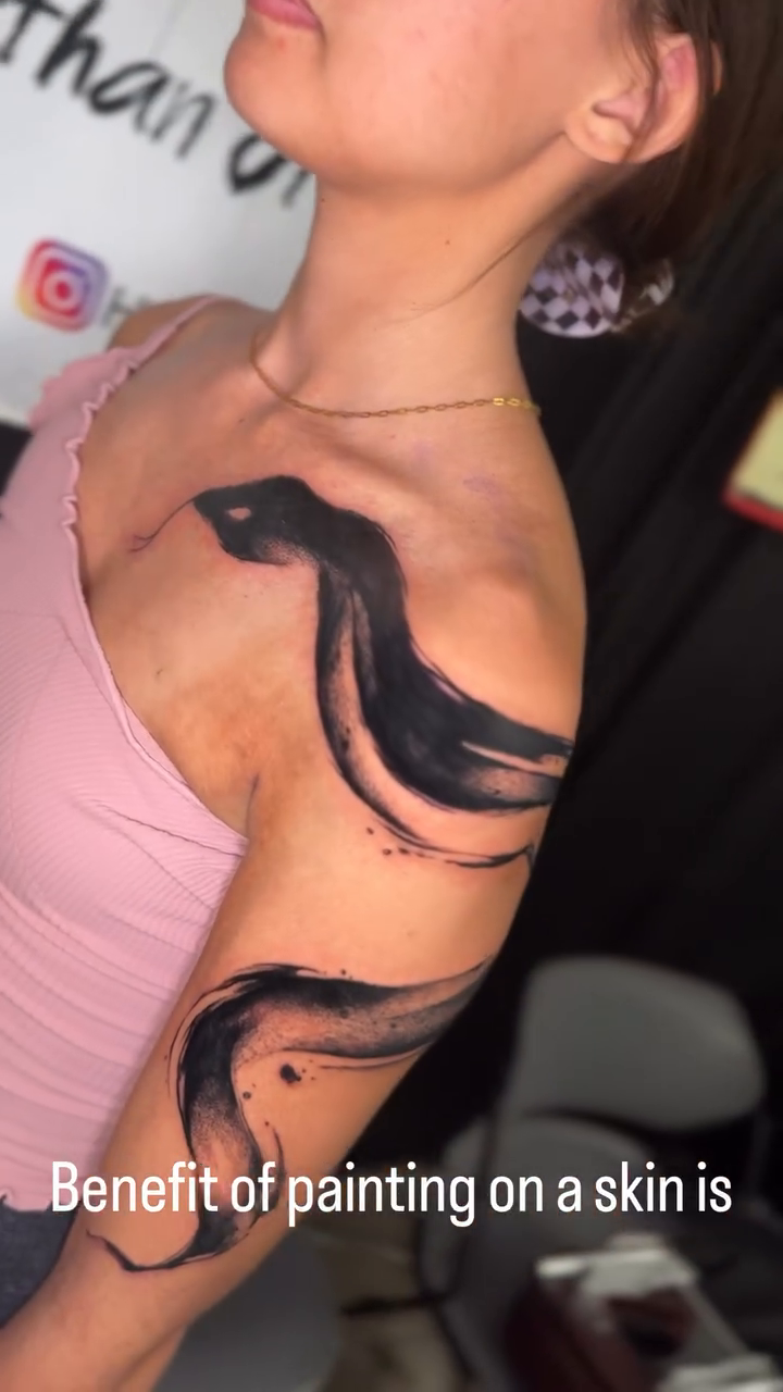 Tattoo by @hunminji — blackwork, abstract