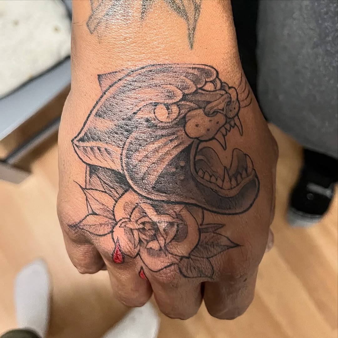Tattoo by @blaires_art — american_traditional, black_and_grey