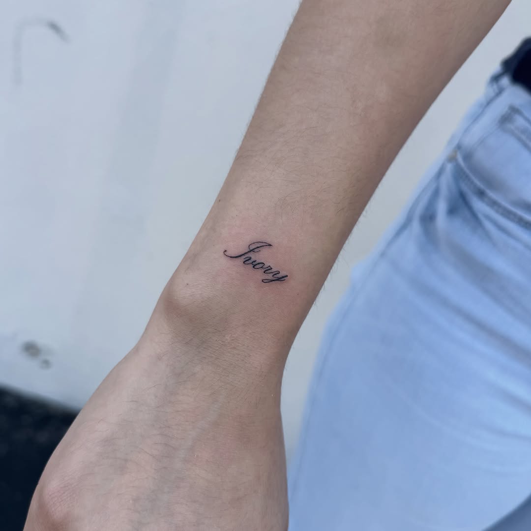 Tattoo by @madisonpaigedavenport — lettering_script, fine_line