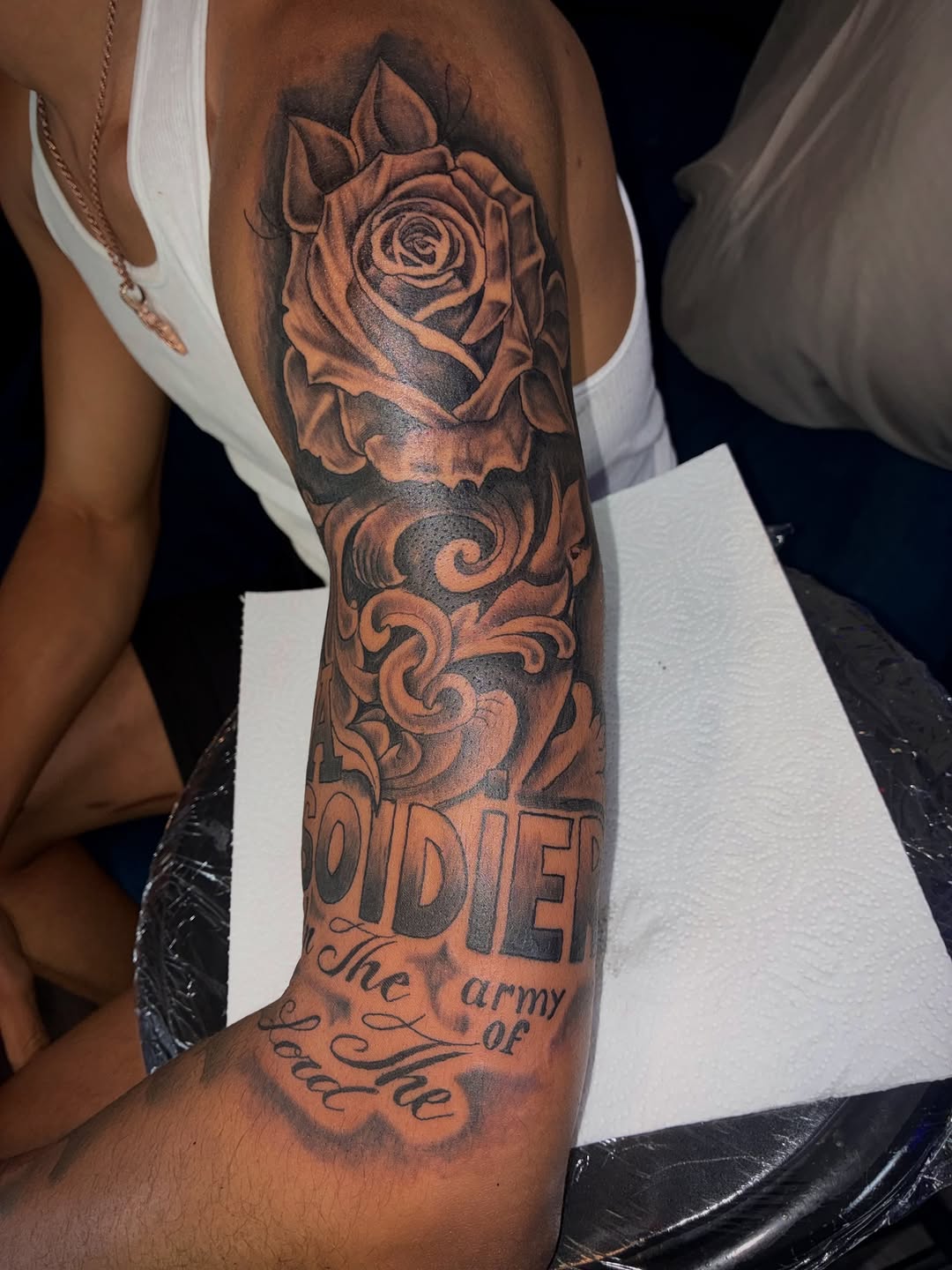 Tattoo by @inkedby_sonya_son — realism, lettering_script