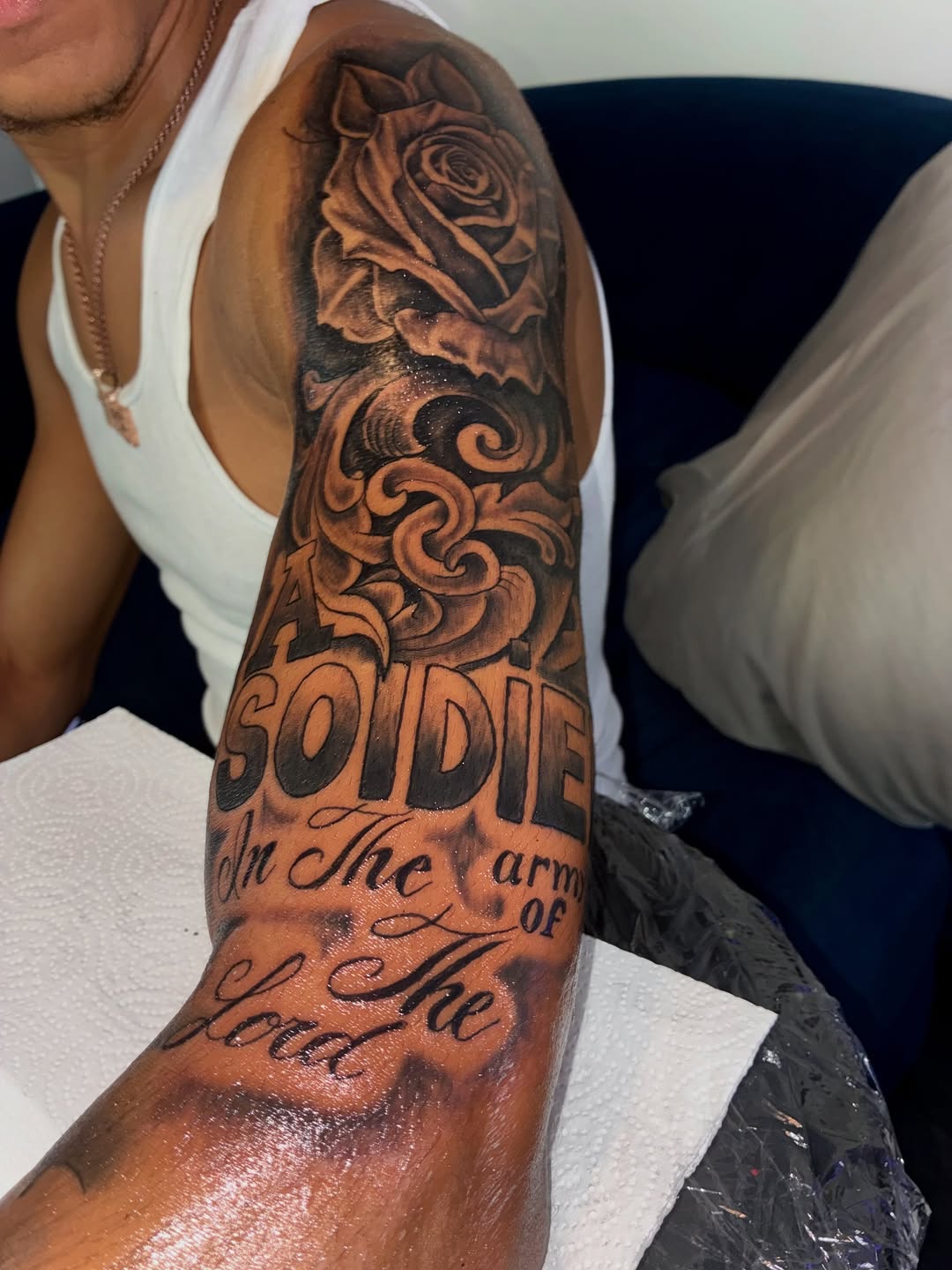 Tattoo by @inkedby_sonya_son — lettering_script, black_and_grey