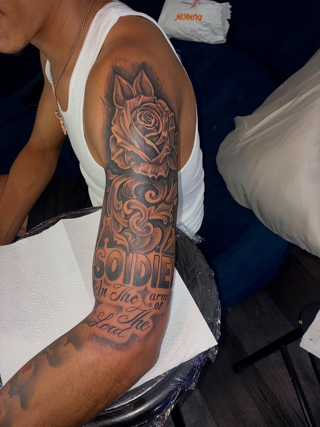 Tattoo by @inkedby_sonya_son — black_and_grey, lettering_script