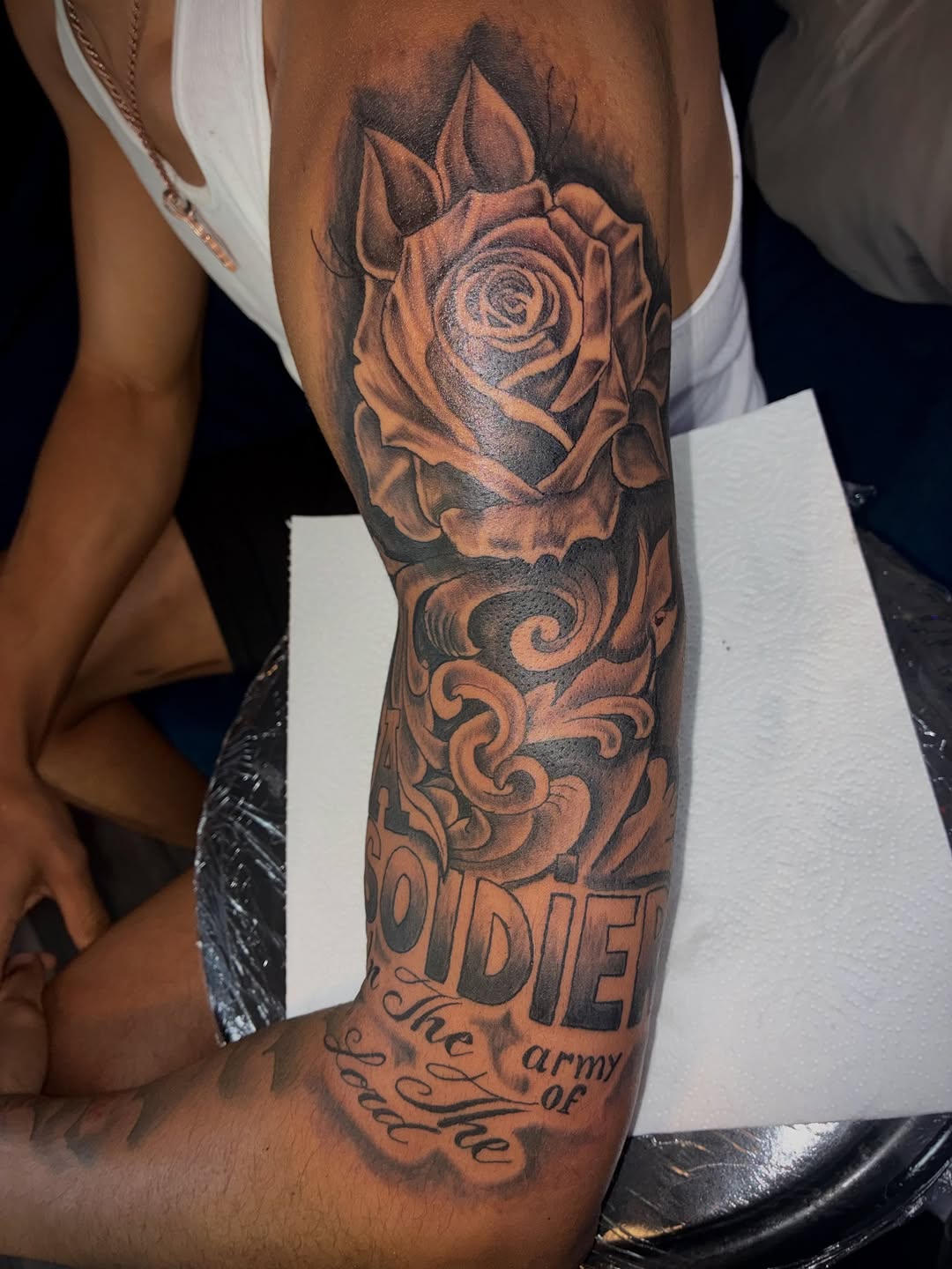 Tattoo by @inkedby_sonya_son — realism, lettering_script
