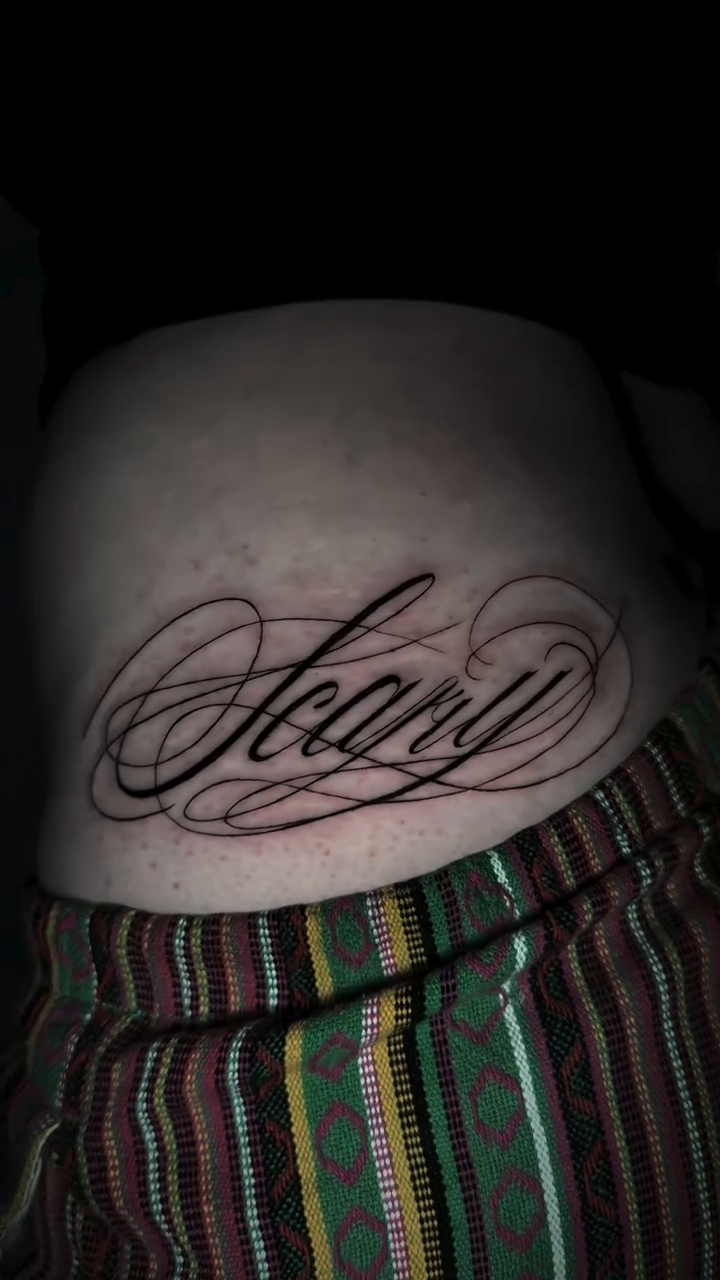 Tattoo by @ink.booo โ lettering_script, chicano