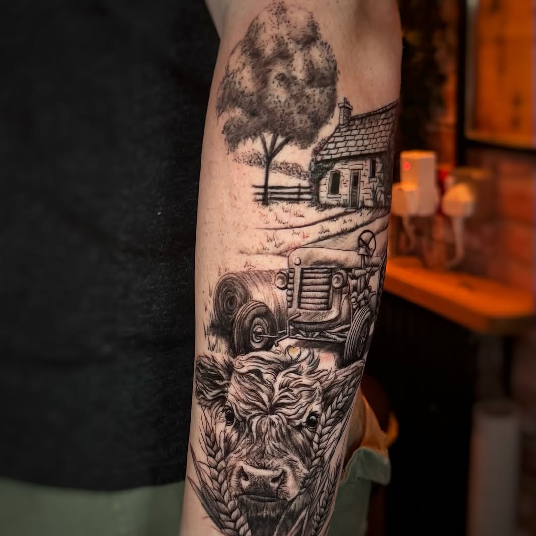 Tattoo by @emmarainetattoo — realism, black_and_grey