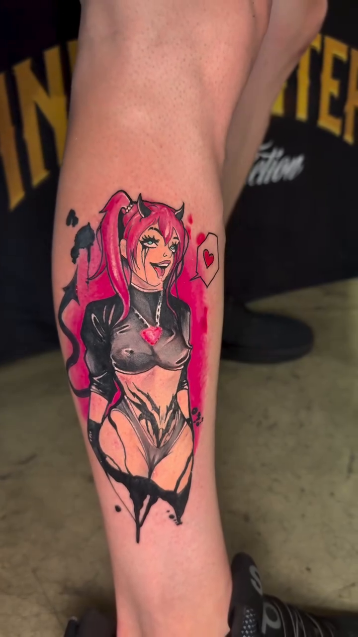 Tattoo by @blackmouse.ink — anime, trash_polka