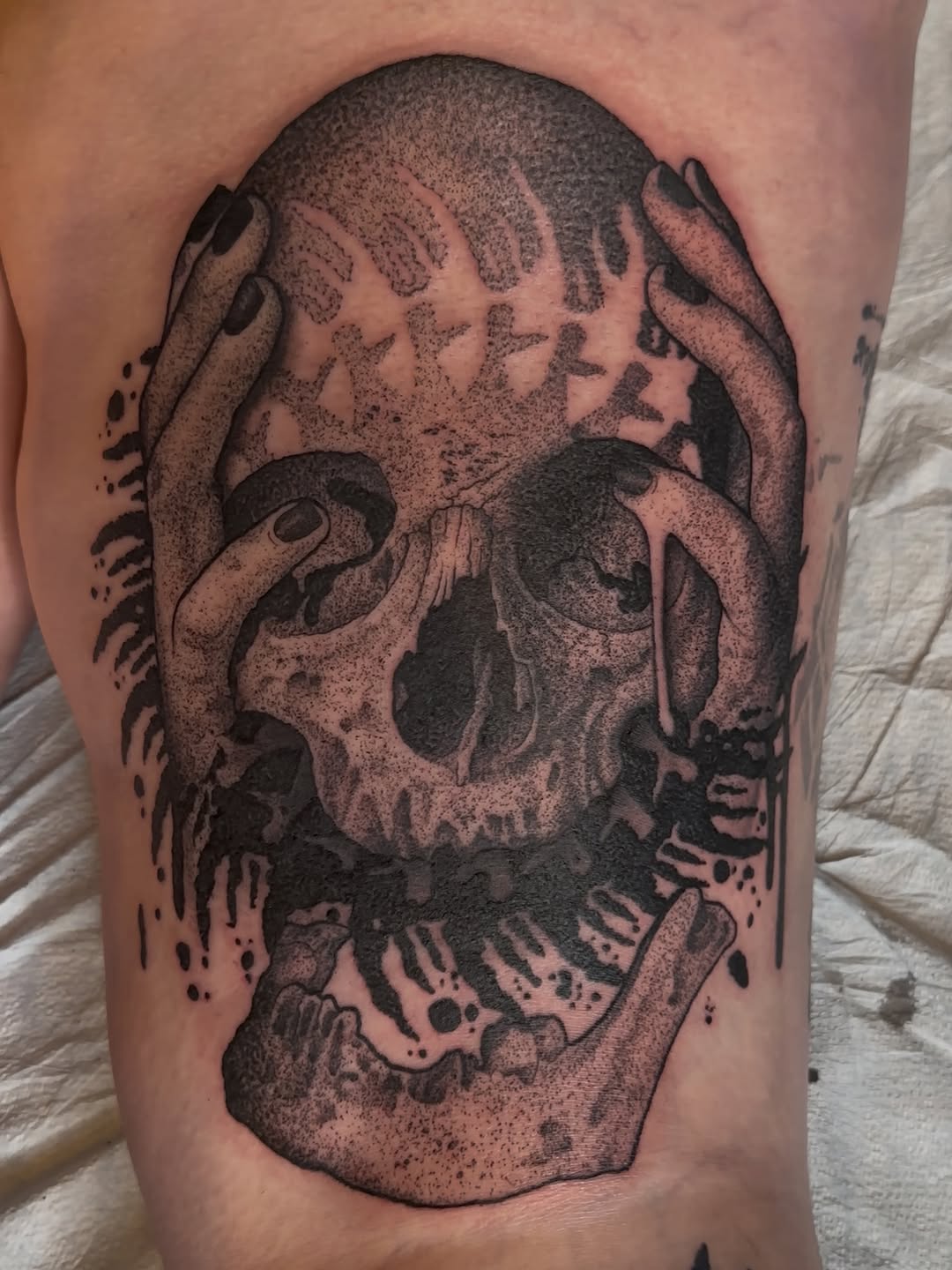 Tattoo by @jon.miller.tattoo — dotwork, black_and_grey