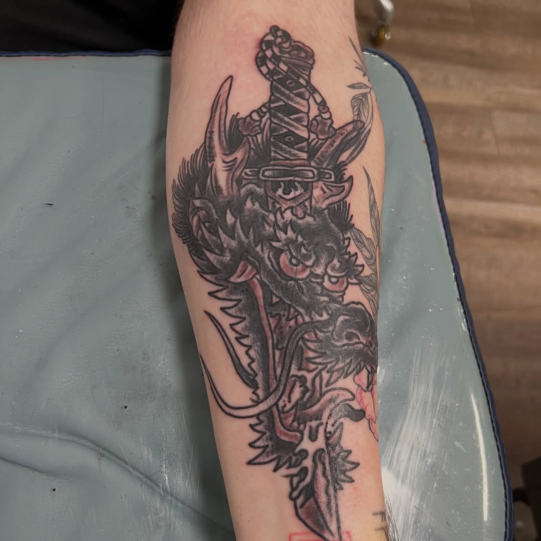 Tattoo by @geaux_catfish — japanese_irezumi, american_traditional