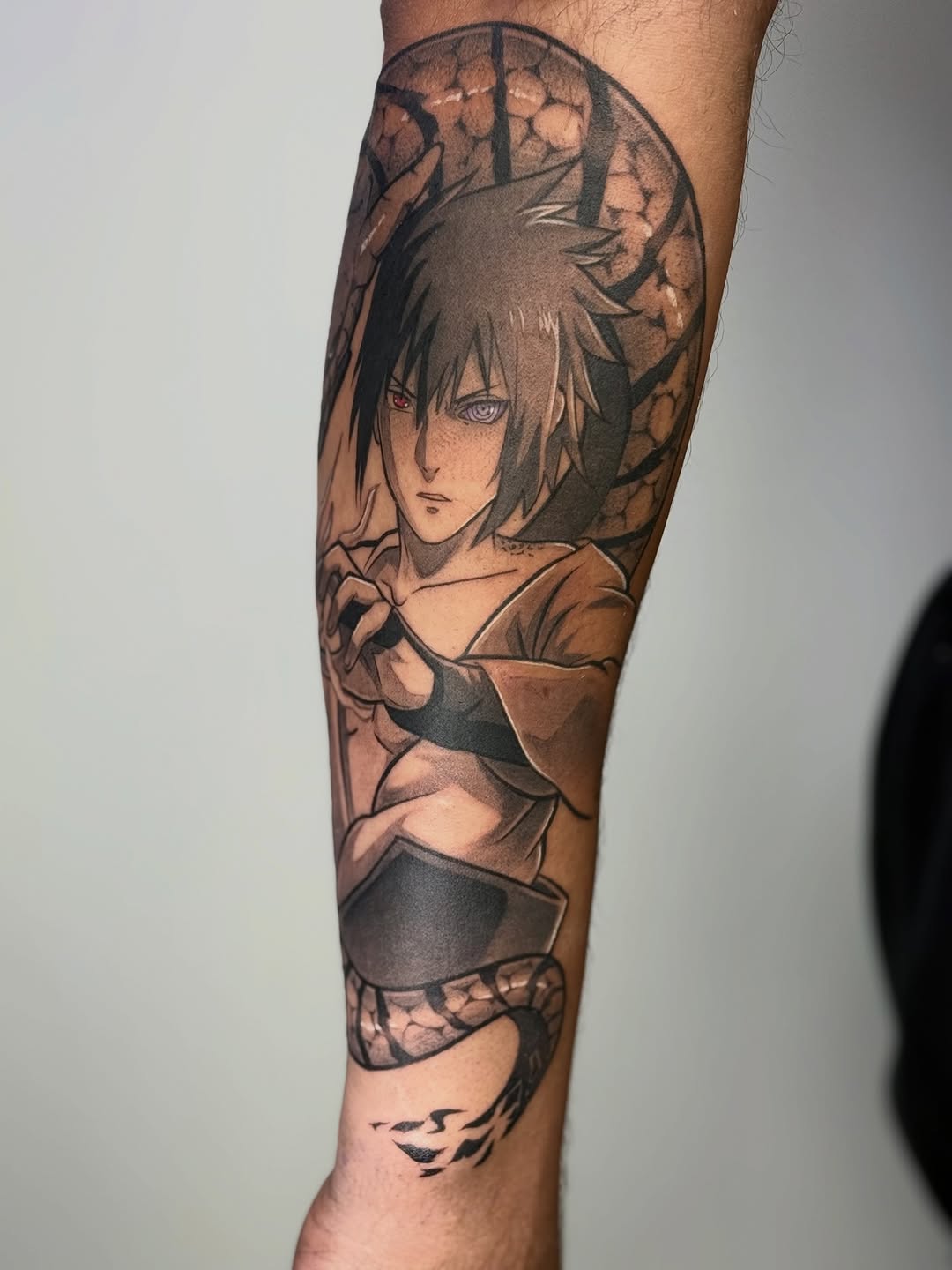 Tattoo by @abryvtattoos — anime, black_and_grey