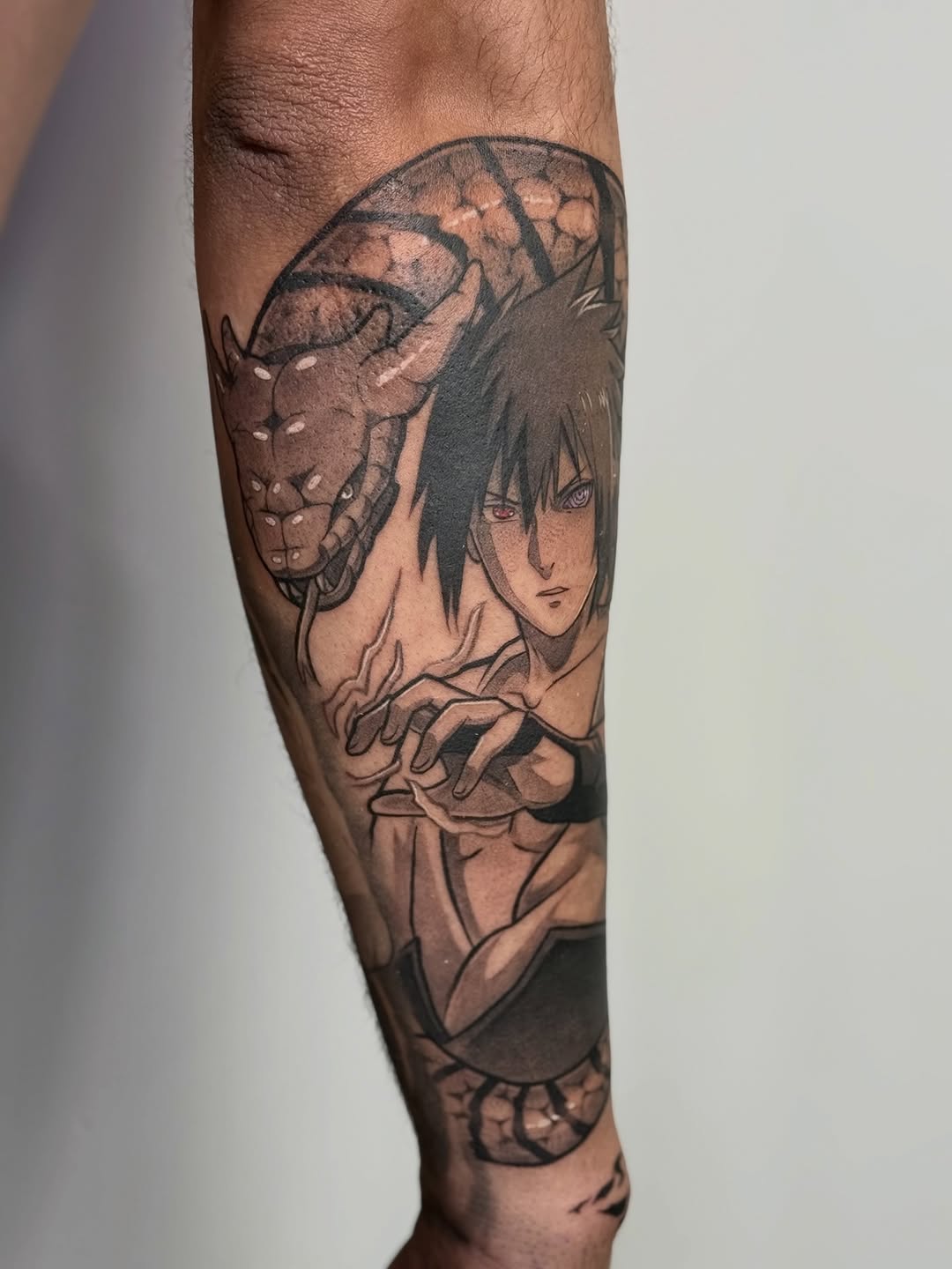 Tattoo by @abryvtattoos — anime, black_and_grey