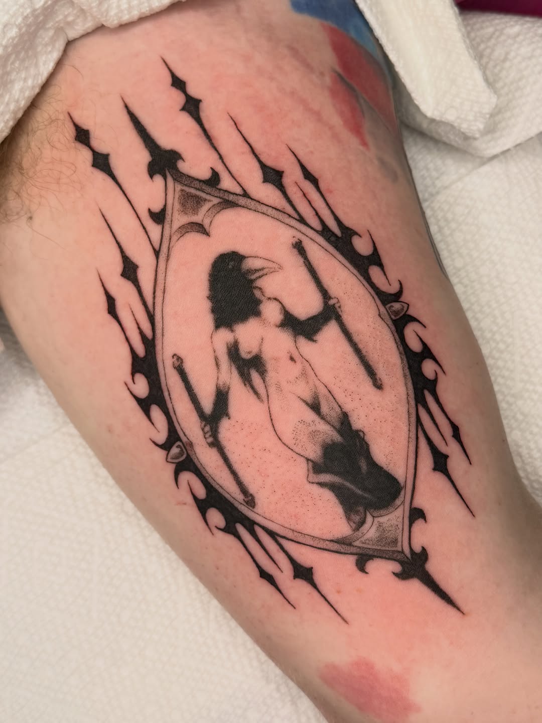 Tattoo by @maisontheprofessional — black_and_grey, dark_realism