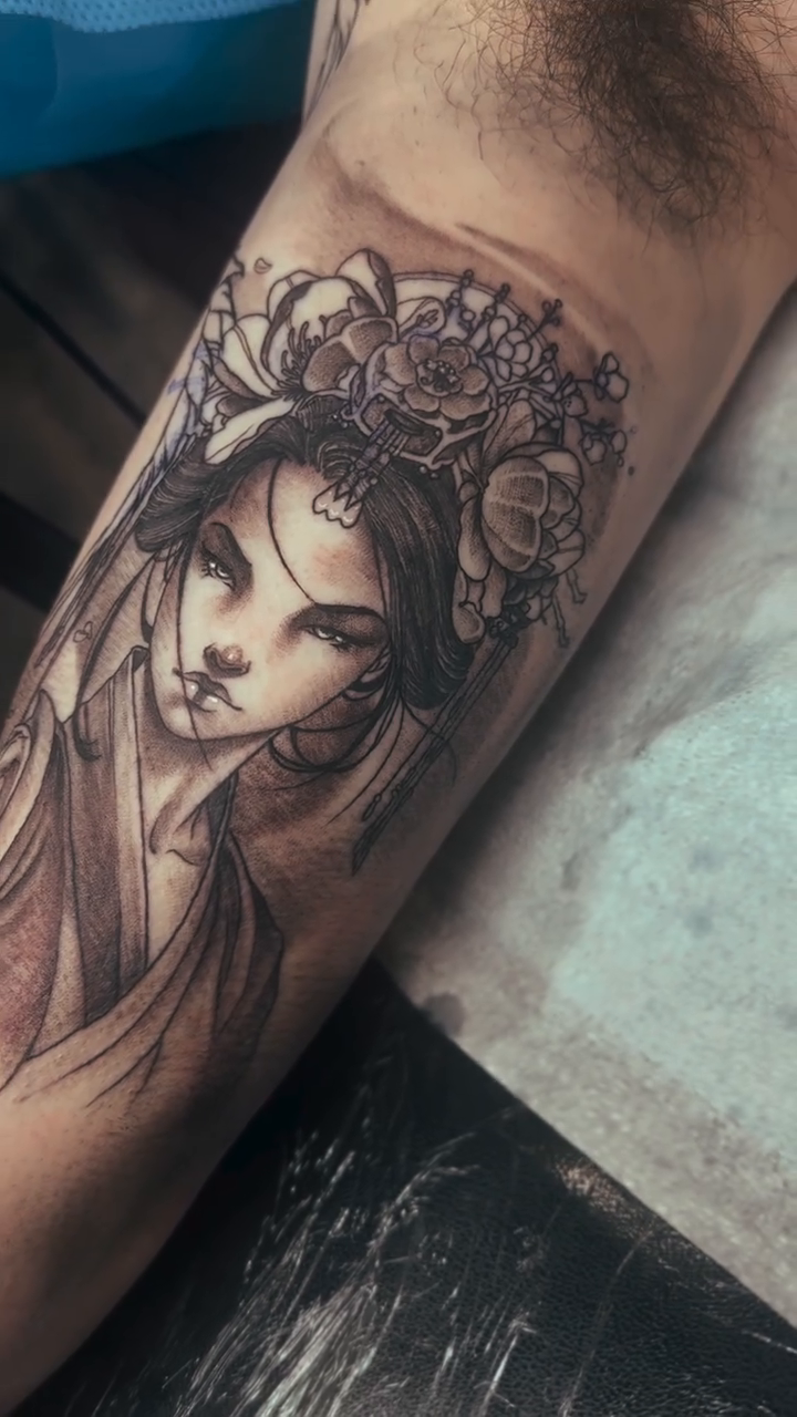 Tattoo by @pobzombie — japanese_irezumi, black_and_grey