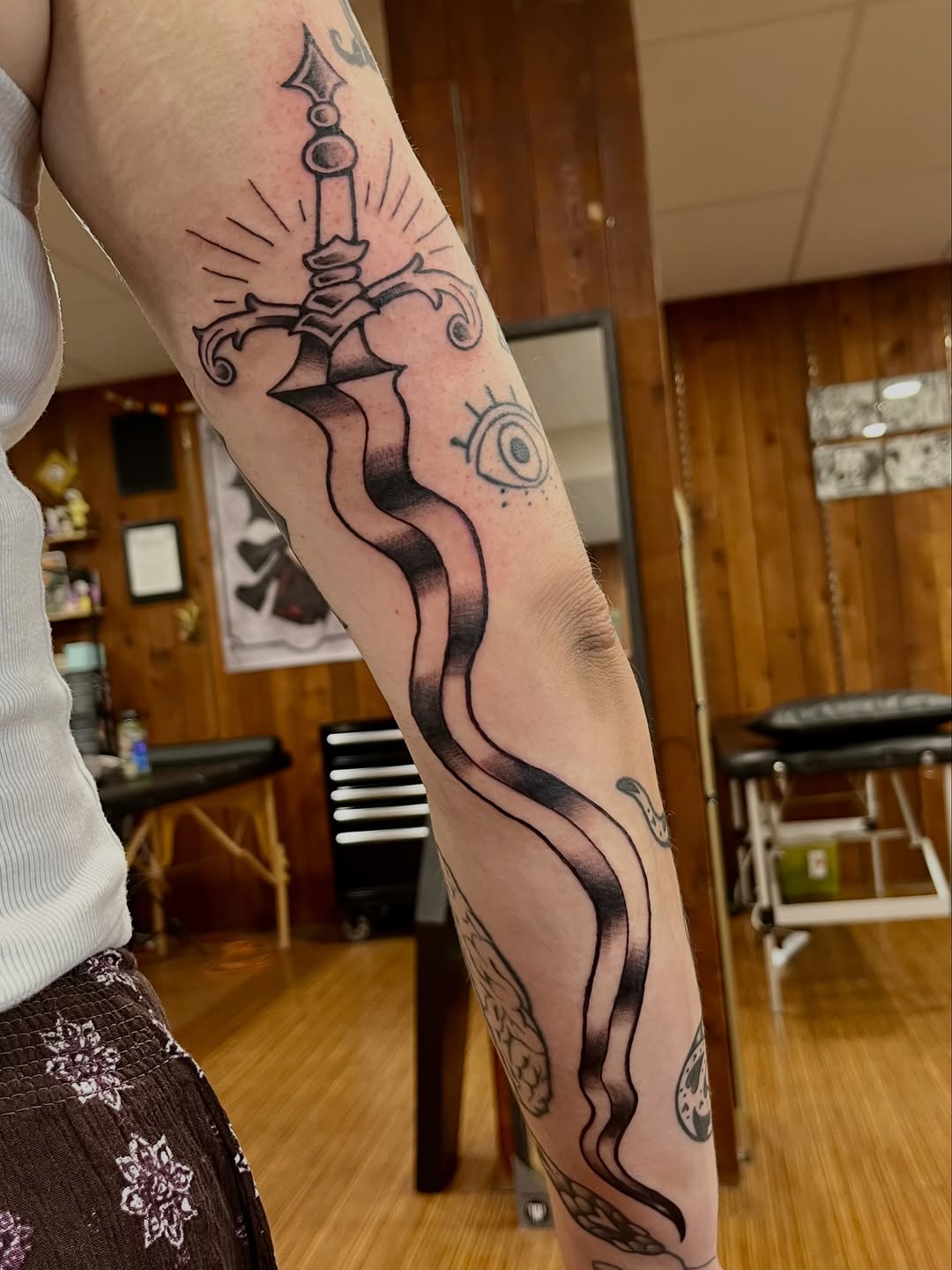 Tattoo by @dum.luck.ink — blackwork, black_and_grey