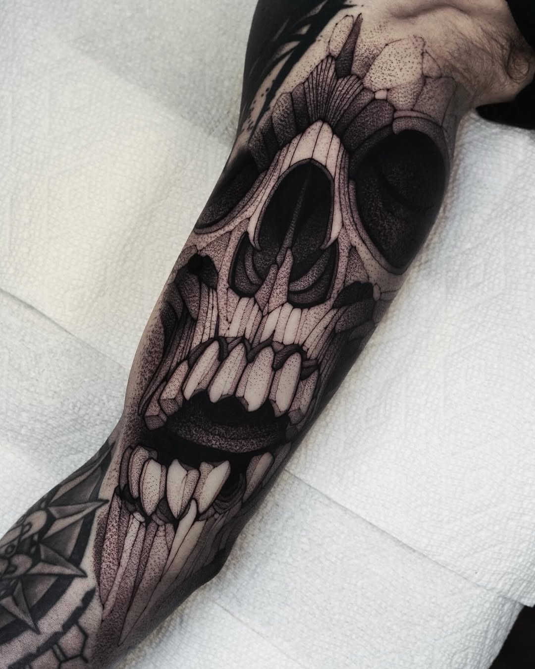 Tattoo by @maxwelllacroix — black_and_grey, dotwork