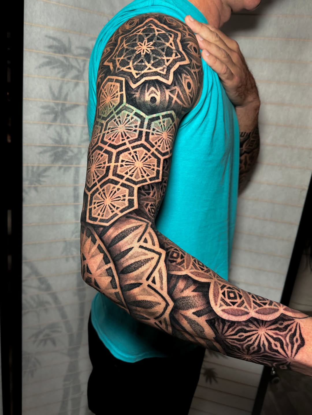 Tattoo by @tattoos_by_carrie — geometric, black_and_grey