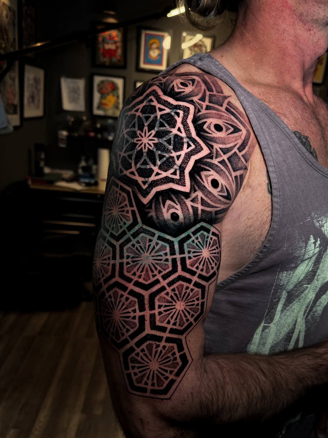 Tattoo by @tattoos_by_carrie — geometric, dotwork