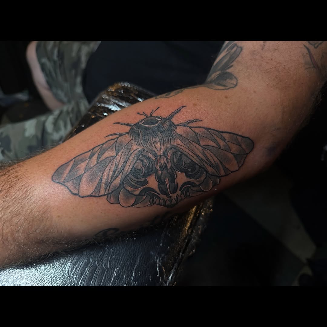 Tattoo by @itsmikachutattoos — black_and_grey, dark_realism