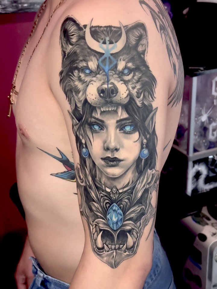 Tattoo by @necultra.tattoo — realism, black_and_grey