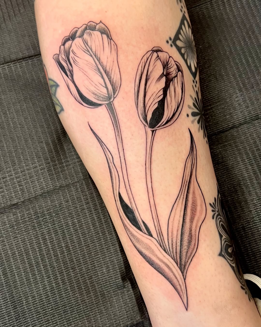 Tattoo by @thineownself.tattoo — black_and_grey, fine_line