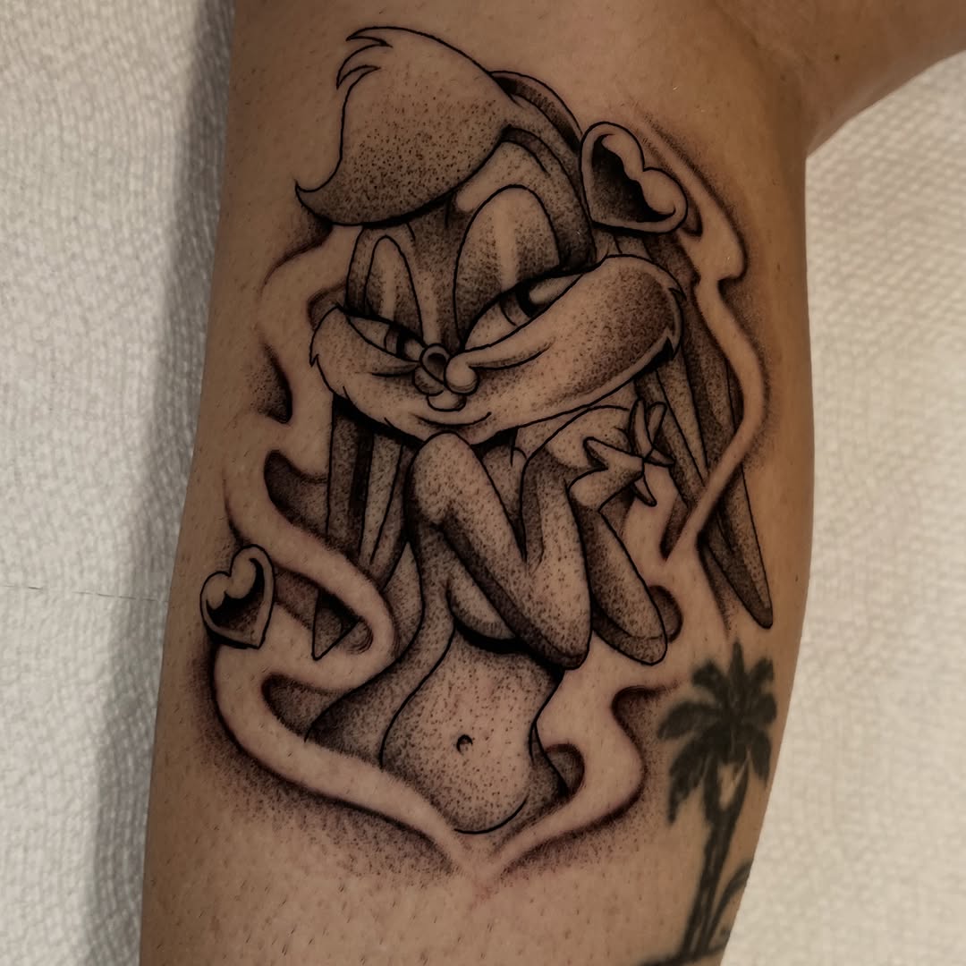Tattoo by @jesus_pieces_ — dotwork, anime