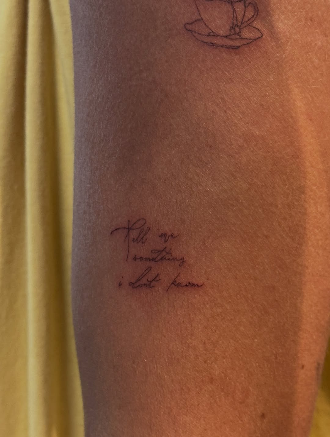 Tattoo by @taravychi — lettering_script, fine_line