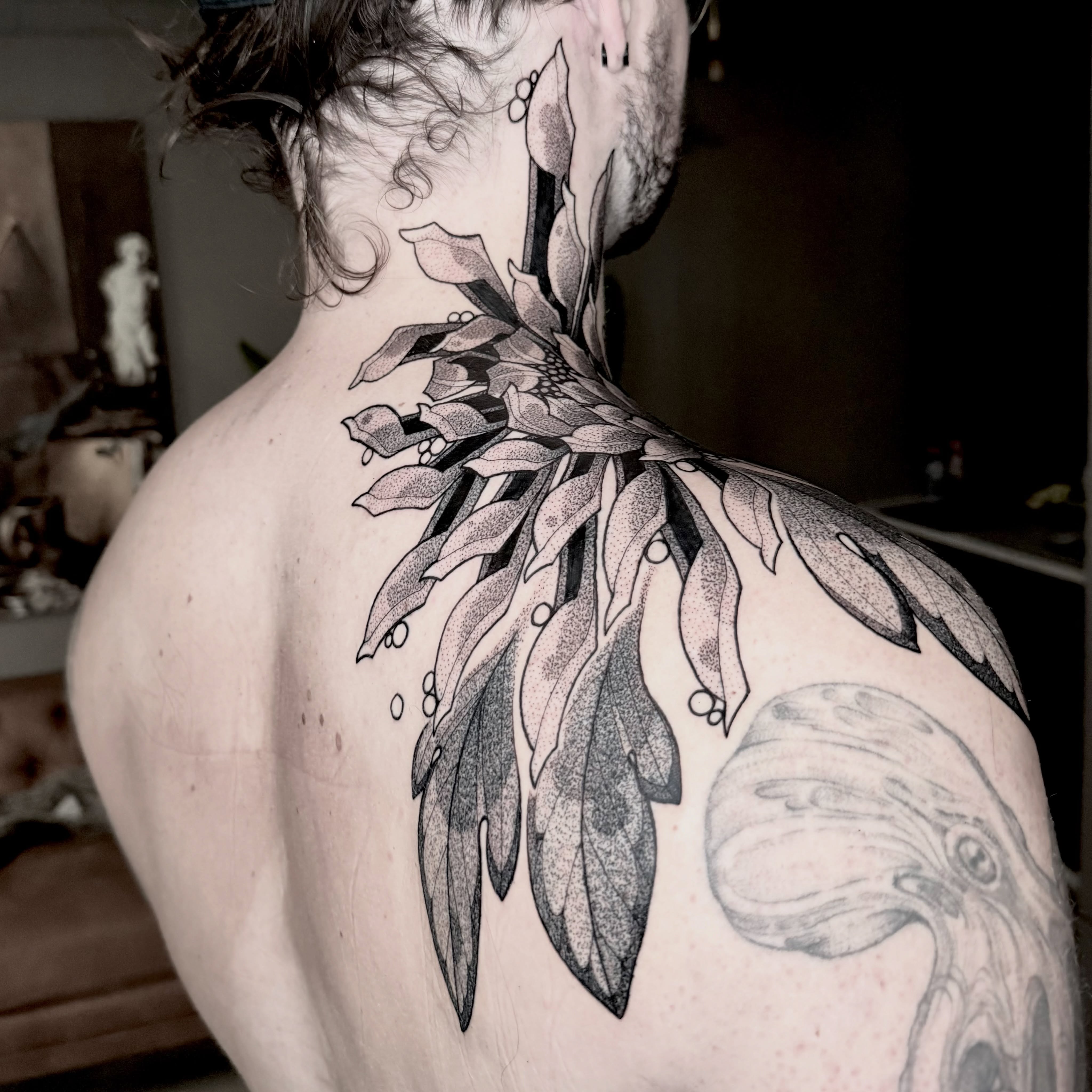 Tattoo by @therowanstarr โ dotwork, black_and_grey
