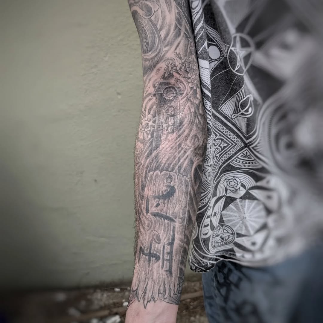 Tattoo by @graffitilostpdx — black_and_grey, realism