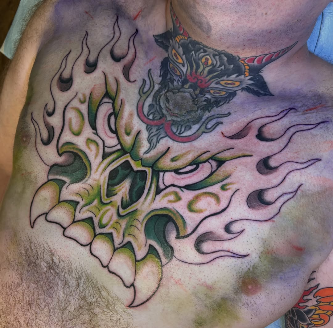 Tattoo by @trevorklohrtattoos — japanese_irezumi, black_and_grey