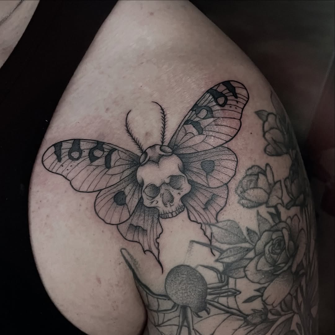 Tattoo by @sillylittleduck β black_and_grey, dark_realism