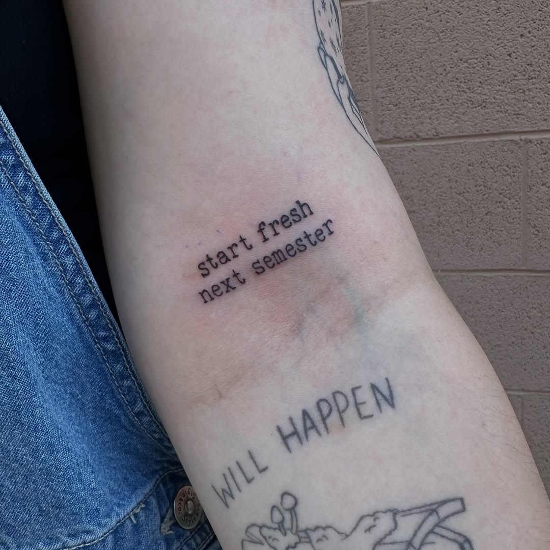 Tattoo by @tattooedbyles — lettering_script, fine_line