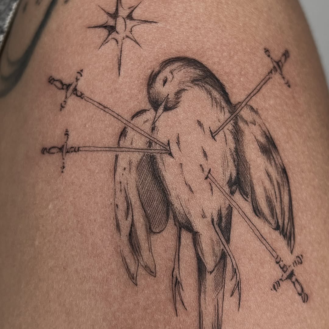 Tattoo by @druzyjewel — illustrative, black_and_grey