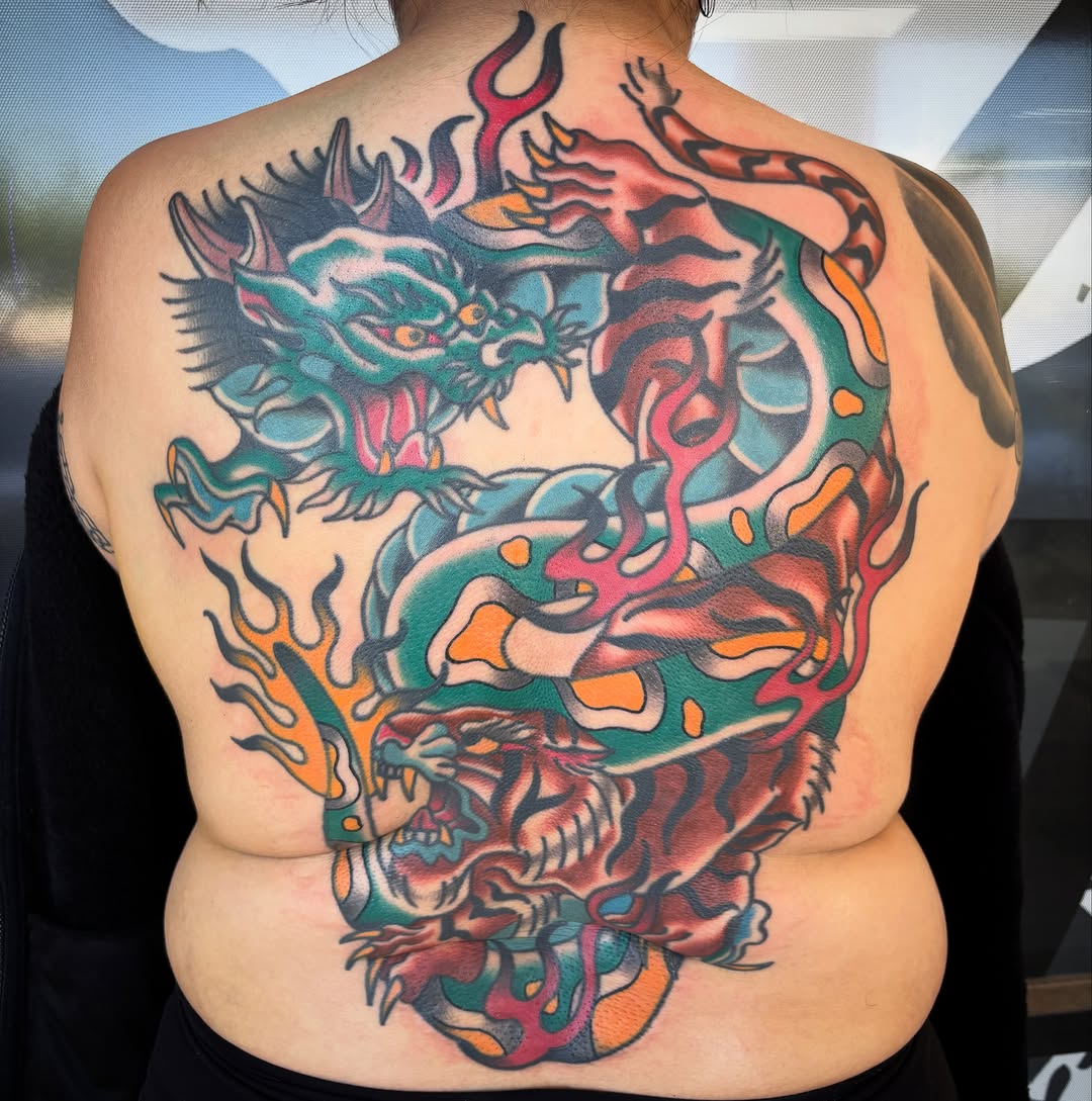 Tattoo by @tattoosbyallyy — japanese_irezumi, american_traditional