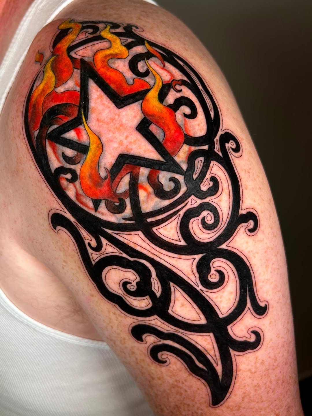 Tattoo by @chloemarietattoos — blackwork, tribal