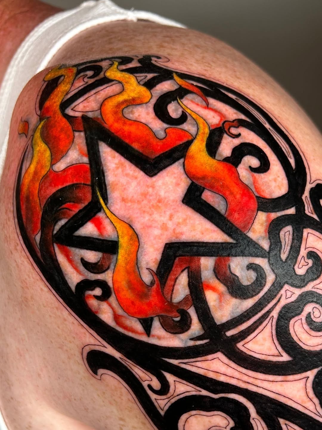 Tattoo by @chloemarietattoos — blackwork, trash_polka